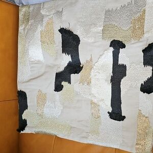 Final Reduction! 2 west elm accent pillow covers black cream gold textured glam